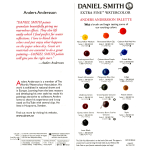 DOT CARD CON 16 COLORI AD ACQUERELLO SELEZIONE ANDERS ANDERSSON EXTRA FINE WATER COLOR DANIEL SMITH