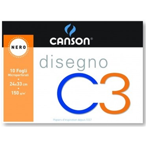ALBUM DA DISEGNO CANSON C3 NERO 24 X 33 CM 120 GR MQ
